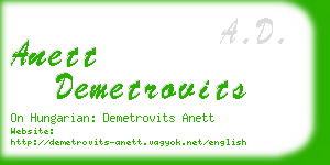 anett demetrovits business card